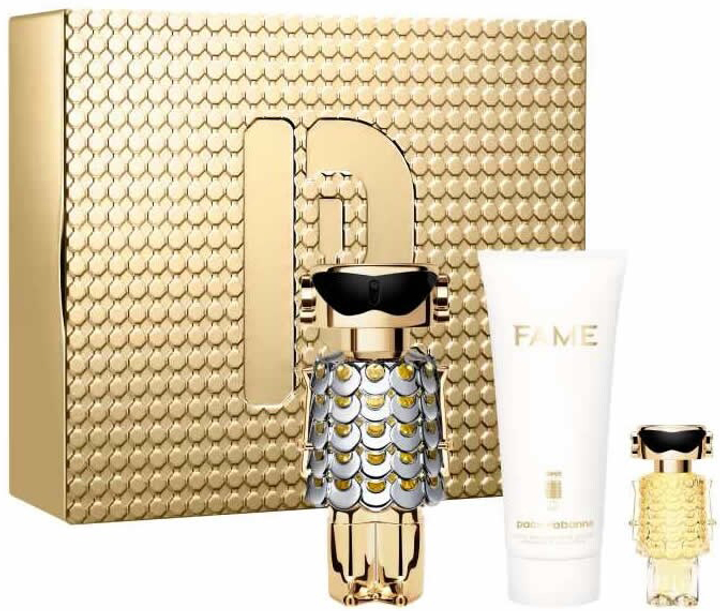 Zestaw damski Paco Rabanne Fame Woda perfumowana 80 ml + Perfumowany lotion do ciała 100 ml + Miniaturka Woda perfumowana 10 ml (3349668628551) - obraz 1