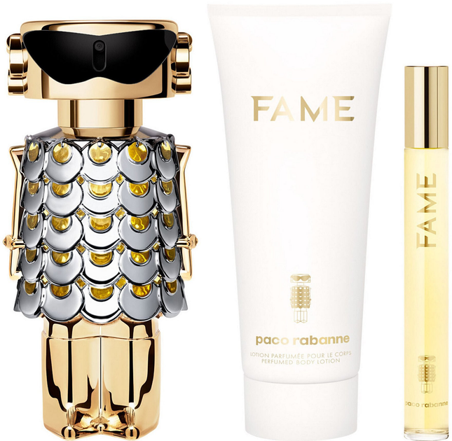 Zestaw damski Paco Rabanne Fame Woda perfumowana 80 ml + Perfumowany lotion do ciała 100 ml + Miniaturka Woda perfumowana 10 ml (3349668628551) - obraz 2