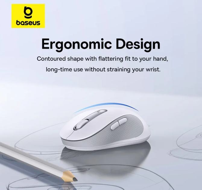 Беспроводная мышь Baseus F02 Ergonomic Wireless Mouse 2.4G Bluetooth 4000DPI Black - изображение 7