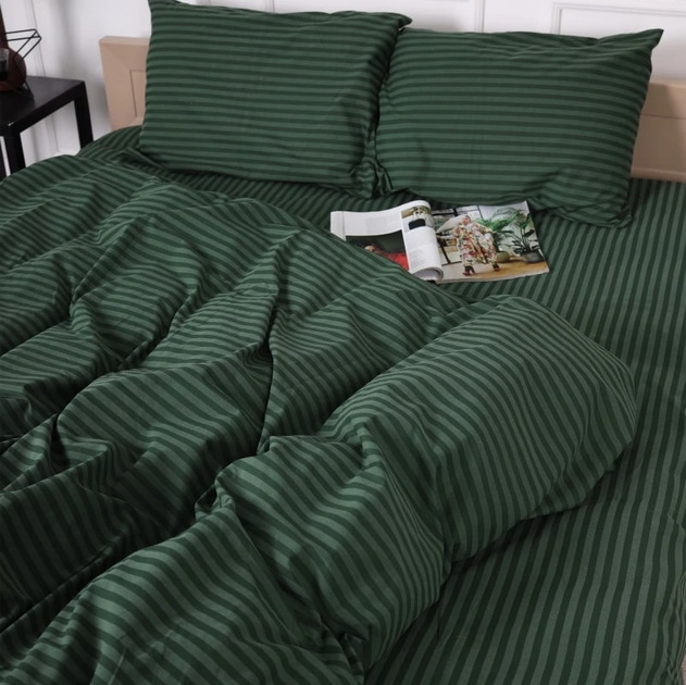 Акція на Підковдра MirSon Полуторна Євро 160х220 см Бязь 17-0612 Stripe Emerald від Rozetka