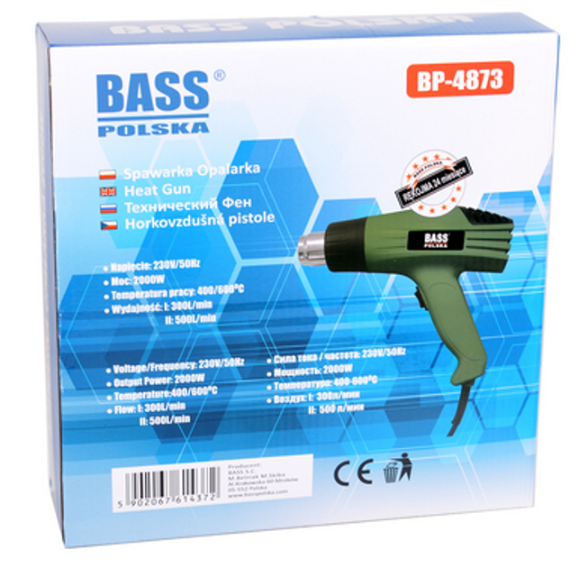 Opalarka Bass Polska do tworzyw sztucznych z dyszami 2000 W 4873 (5902067614372) - obraz 3