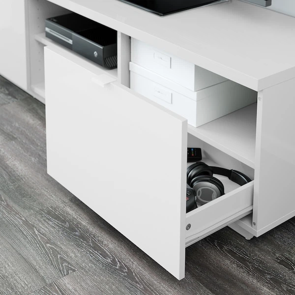 Тумба під телевізор IKEA BYAS 160x42x45 см білий глянець (802.277.97) - Фото 2 Тумба під телевізор IKEA BYAS 160x42x45 см білий глянець (802.277.97) - изображение 2