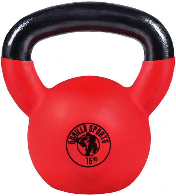 Kettlebell Gorilla Sports gumowane profesional 16 kg (4260200842244) - obraz 1