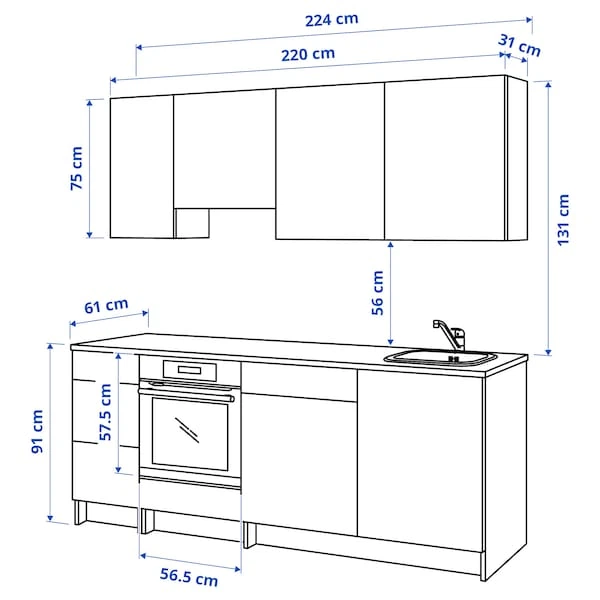Кухня IKEA KNOXHULT 220х61х220 см глянцева біла (691.804.71) - Фото 11 Кухня IKEA KNOXHULT 220х61х220 см глянцева біла (691.804.71) - зображення 11
