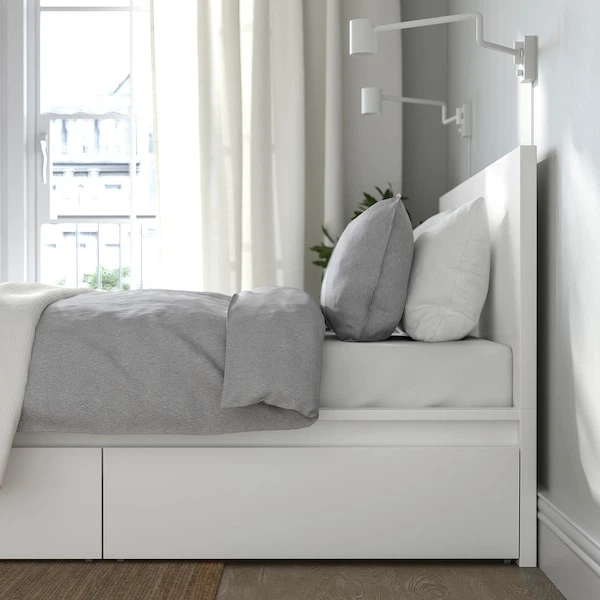 Ліжко з 4 ящиками IKEA MALM 140x200 см Leirsund біле (790.199.16) - Фото 5 Ліжко з 4 ящиками IKEA MALM 140x200 см Leirsund біле (790.199.16) - изображение 5