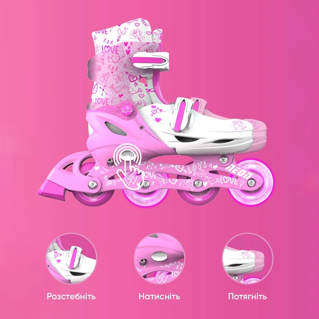 NEON Ролики INLINE SKATES Рожевий (Розмір 34-37) - Фото 5 NEON Ролики INLINE SKATES Рожевий (Розмір 34-37) - зображення 5