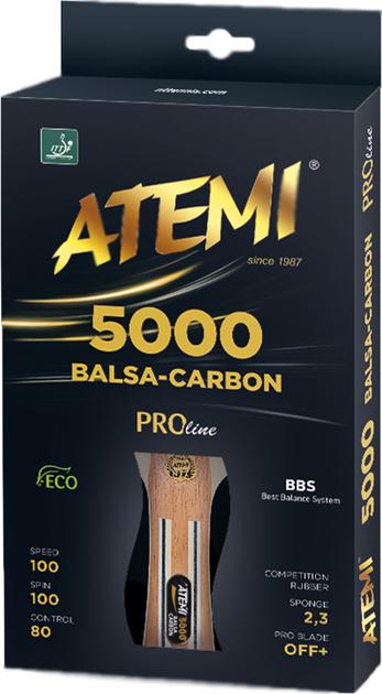 Ракетка для настільного тенісу Atemi 5000c PRO Balsa-Carbon ECO-Line (4740152100611) - зображення 2