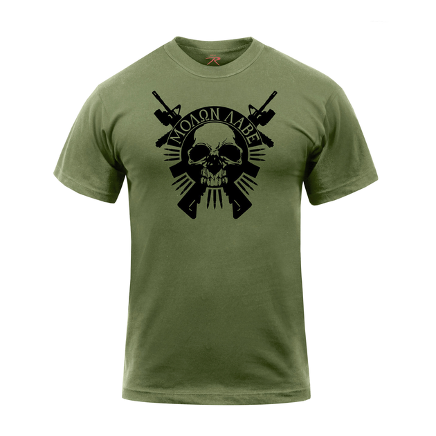 Футболка Rothco Molon Labe Skull Оливковий XL - зображення 1