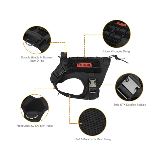 Шлея-жилет OneTigris Fire Watcher Dog Harness 2.0 для собак Чорний XL (161297) - Фото 4 Шлея-жилет OneTigris Fire Watcher Dog Harness 2.0 для собак Чорний XL (161297) - зображення 4