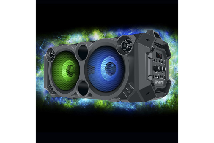 Акустична система бумбокс SVEN PS-550 Black 36 Вт, Bluetooth, RGB підсвічування, Караоке, FM-радіо (SV-018153) - зображення 7