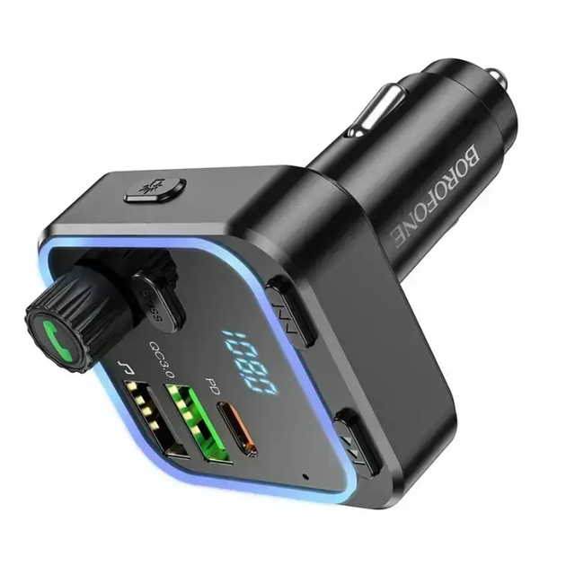 Автомобільний FM модулятор Borofone BC53 Highway трансмітер PD20W/QC3.0 з Bluetooth V5.0 з швидкою зарядкою - Фото 5 Автомобільний FM модулятор Borofone BC53 Highway трансмітер PD20W/QC3.0 з Bluetooth V5.0 з швидкою зарядкою - зображення 5
