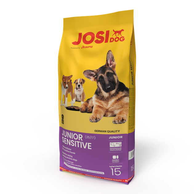 Сухий корм для цуценят та юніорів турбота про травлення JosiDog Junior Sensitive курка рис 15 кг (50012164) - изображение 2