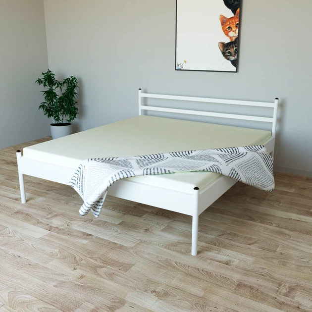 Кровать двуспальная металлическая Tobi sho Гармония 200X180 белый - Фото 3 Кровать двуспальная металлическая Tobi sho Гармония 200X180 белый - изображение 3