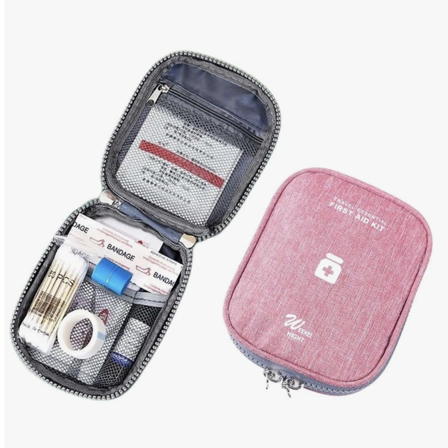 Портативна дорожня аптечка на блискавці для зберігання ліків і медикаментів, 14х11х2 см, рожева (87101513) - зображення 2