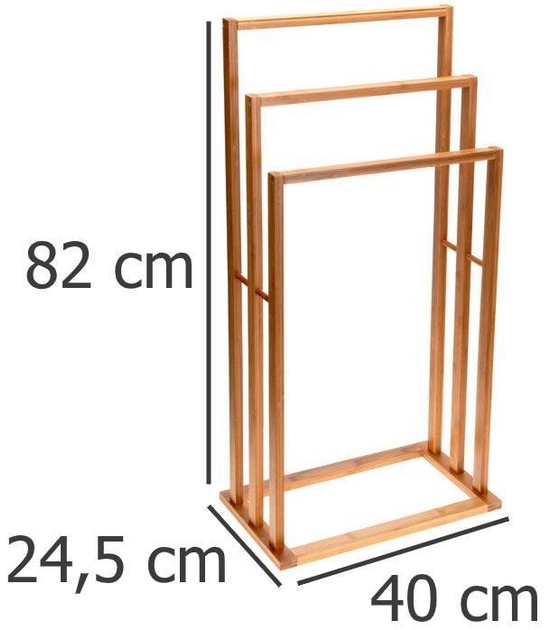 Stojak na ręczniki Bathroom Solutions do łazienki bambusowy 3 ramienny (8711295859731) - obraz 2