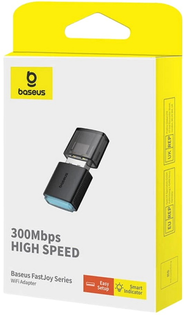 Wi-Fi adapter Baseus FastJoy 300 Mbps Black (B01317600111-03) - obraz 5