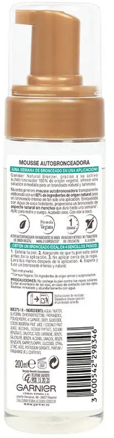 Mus do opalania Garnier Delial Natural Bronzer Self Tanning Mousse 200 ml (3600542298346) - obraz 2