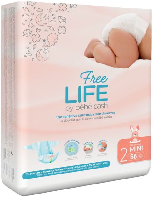 Підгузки Freelife Bebe Cash Nappy Розмір 2 3-6 кг 56 шт (3303090001023) - зображення 1