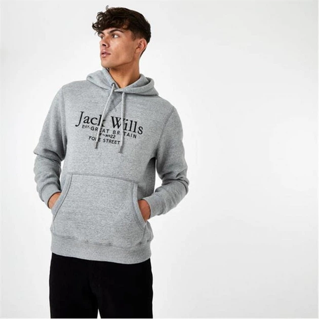 Худи Jack Wills Batsford Graphic Logo Grey Marl, M (46) (11749535