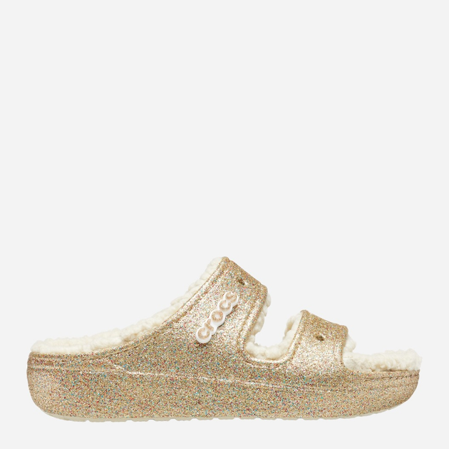 Klapki damskie z futerkiem Crocs Classic Cozzzy Glitter CR208124 36-37 (M4/W6) 22 cm Złociste (196265168392) - obraz 1