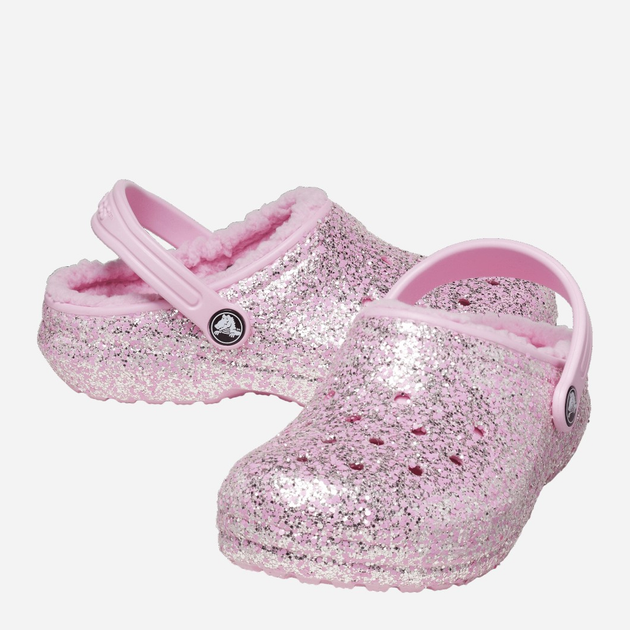 Chodaki dziecięce dla dziewczynki ocieplane Crocs Classic Lined Glitter CR207462 28-29 (C11) 18 cm Jasnoróżowe (196265424740) - obraz 2