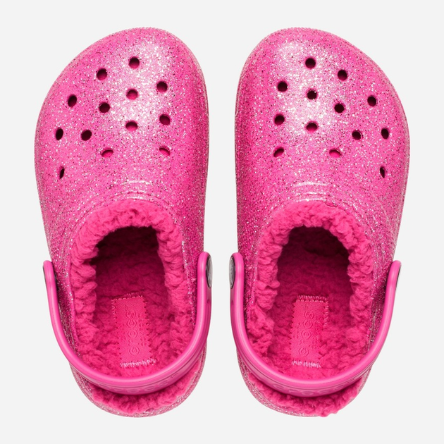 Дитячі крокси-сабо утеплені для дівчинки Crocs Classic Lined Glitter CR207463 25-26 (C9) 16 см Темно-рожеві (196265137947) - зображення 4