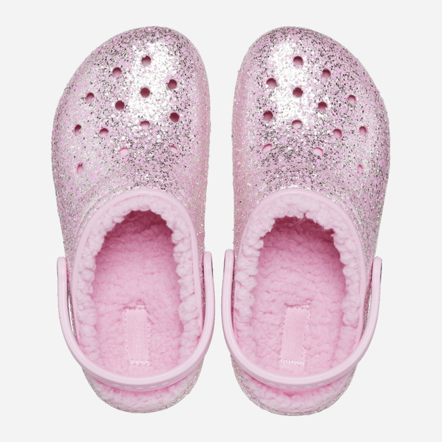 Дитячі крокси-сабо утеплені для дівчинки Crocs Classic Lined Glitter CR207463 25-26 (C9) 16 см Світло-рожеві (196265425037) - зображення 4
