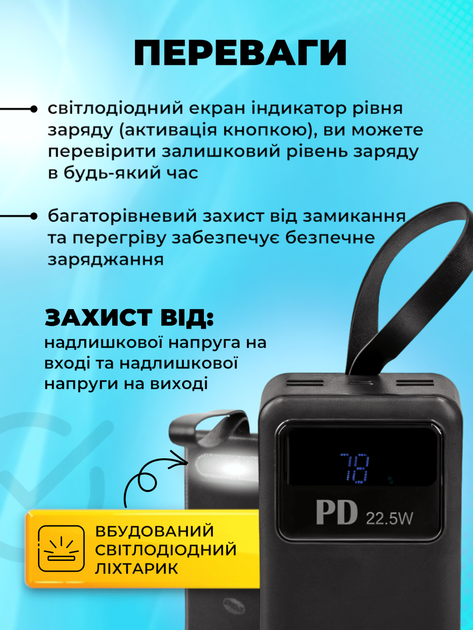 Power Bank павербанк LENYES РХ521DA-50000 mAh реальна ємність Портативна батарея для ноутбука планшета USB MicroUSB Type-C Lightning зовнішній акумулятор повербанк зі швидкою зарядкою ліхтариком та дисплеєм - Фото 2 Power Bank павербанк LENYES РХ521DA-50000 mAh реальна ємність Портативна батарея для ноутбука планшета USB MicroUSB Type-C Lightning зовнішній акумулятор повербанк зі швидкою зарядкою ліхтариком та дисплеєм - зображення 2