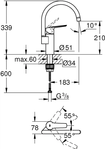 Смеситель кухонный GROHE QuickFix Start 304692430 - изображение 5