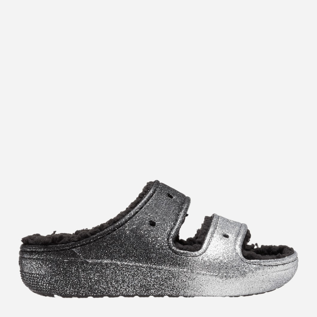 Акція на Жіночі шльопанці Crocs Classic Cozzzy Glitter CR208124 37-38 (M5/W7) 23 см Чорний/Сріблястий від Rozetka