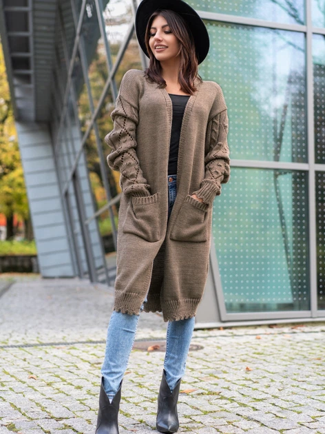 Kardigan damski Merribel Delaina One Size Brązowy (5907621624026) - obraz 3