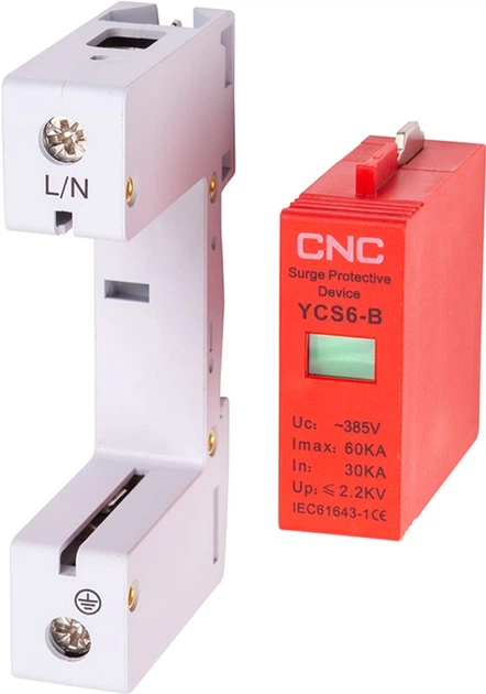 Обмежувач імпульсних перенапруг CNC YCS6-B 1P 30-60KA 385V (NV821686) - зображення 4