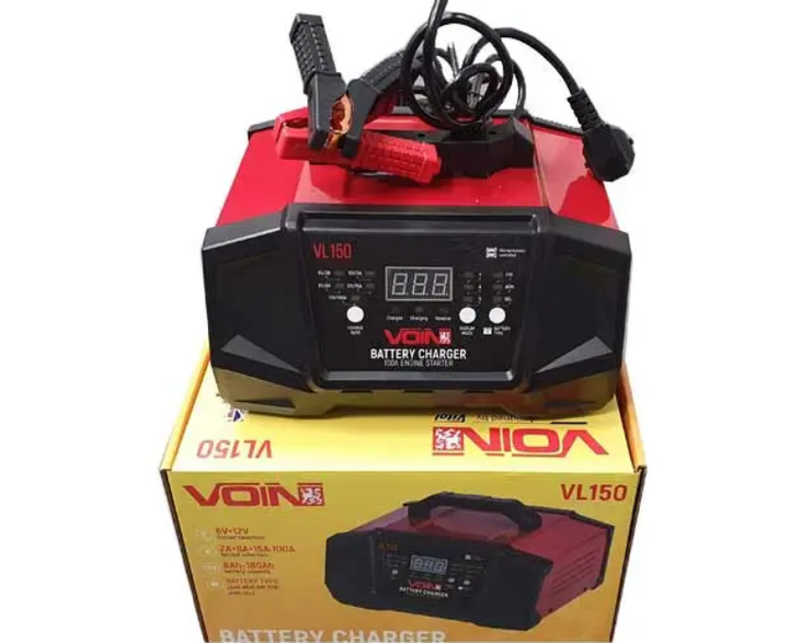 Пуско-зарядний пристрій VOIN 6&12V/2A-8A-15A/Start-100A/8-180AHR/LCD індик. (VL-150) - Фото 4 Пуско-зарядний пристрій VOIN 6&12V/2A-8A-15A/Start-100A/8-180AHR/LCD індик. (VL-150) - зображення 4