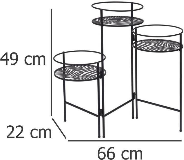 Stojak na kwiaty Home Styling Collection metalowe Czarne 3 szt (8719202970753) - obraz 2