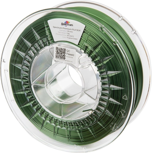 Filament do drukarek 3D Spectrum PLA Silk 1.75 mm 1000 g Zielony tropikalny (5903175652089) - obraz 1