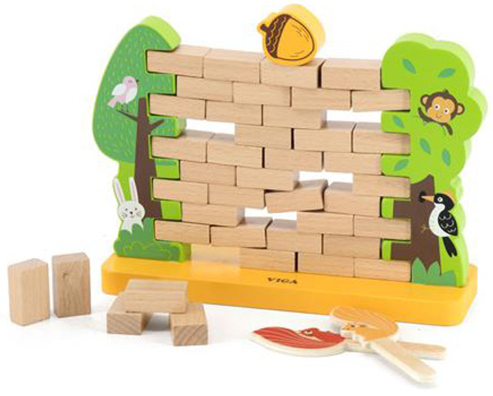 Drewniana gra planszowa Viga Toys Mur z klocków (6971608445668) - obraz 2