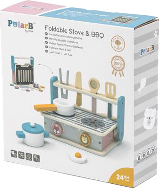 Дитяча складна плита Viga Toys PolarB з посудом і грилем (6971608440328) - зображення 1