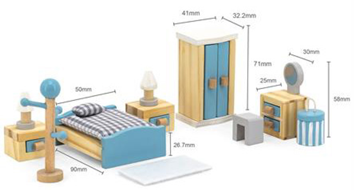 Drewniane mebelki dla lalek Viga Toys PolarB Bedroom (6971608440359) - obraz 5