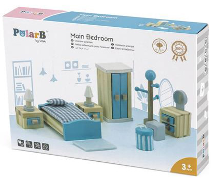 Drewniane mebelki dla lalek Viga Toys PolarB Bedroom (6971608440359) - obraz 1