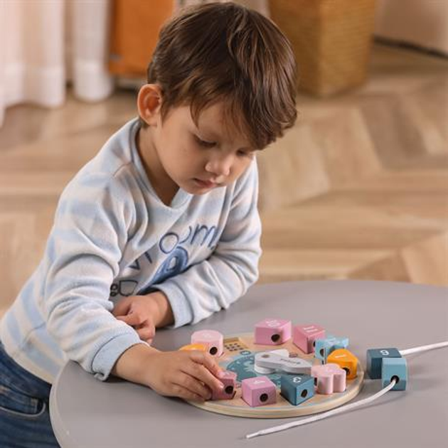 Дерев'яний сортер-шнурівка Viga Toys PolarB Годинник (6971608440533) - зображення 6