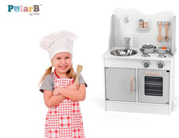 Дитяча кухня з дерева з аксесуарами Viga Toys PolarB Сіра (6971608440496) - зображення 10