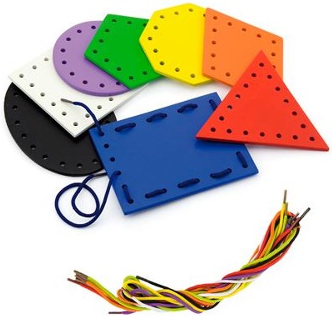 Drewniane sznurowanie Viga Toys Geometryczne kształty (6934510505387) - obraz 4