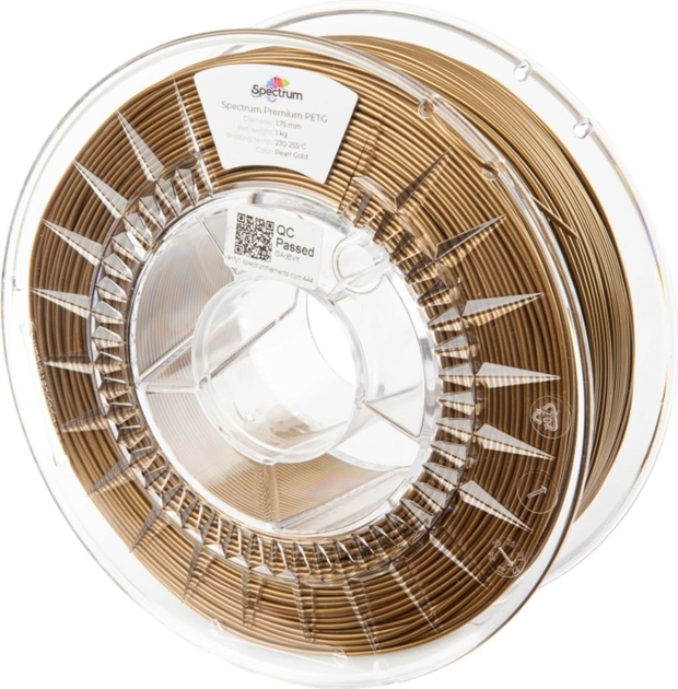 Filament do drukarek 3D Spectrum Premium PET-G 1.75 mm 1000 g Perłowy złoty (5903175653925) - obraz 1