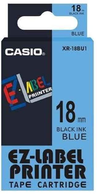 Стрічка для етикеток Casio XR-18BU1 18 мм x 8 м Blue/Black - зображення 1