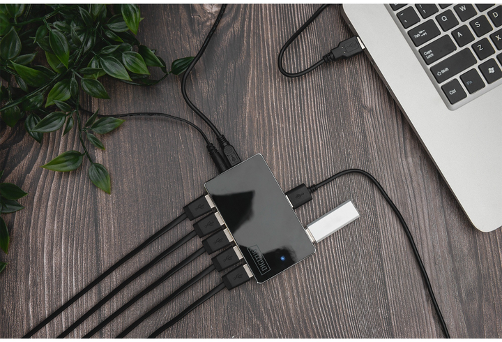 Hub USB Digitus USB 2.0 10 portów Czarny (DA-70229) - obraz 7