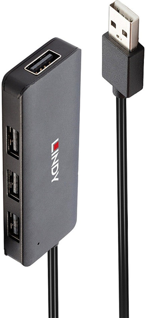 USB Hub Lindy 4 Port USB 2.0 Hub Black (4002888429863) - obraz 4
