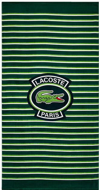 Акція на Рушник бавовняний Lacoste Home Cotton Beach Towel Пляжний 180х90 см Logo Golf Striped від Rozetka