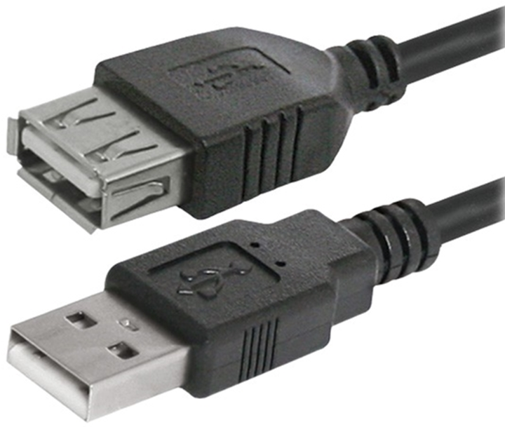 Kabel Logo 2.0 USB Type-A - USB Type-A M/F 3 m Czarny (8590274170605) - obraz 1