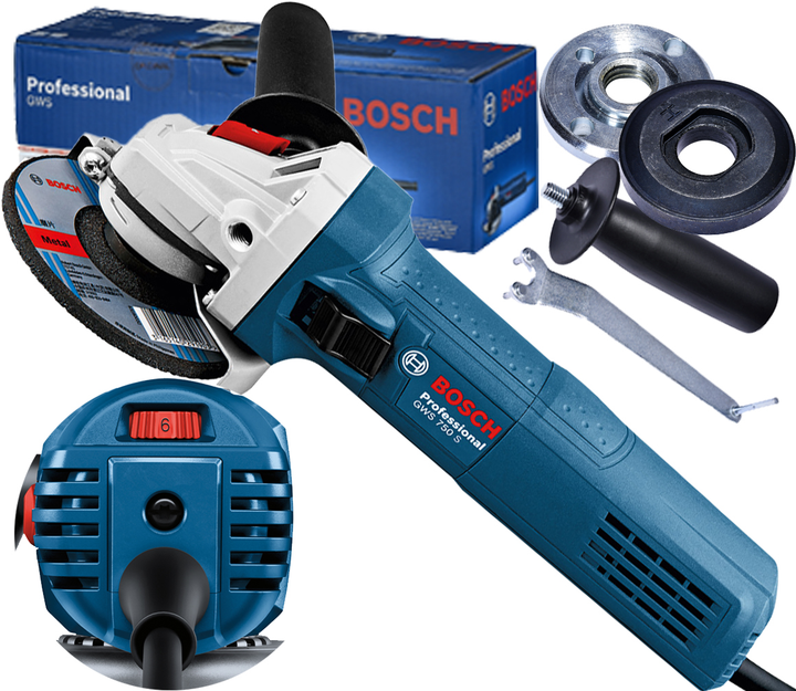 Набір Кутова шліфувальна машина Bosch Professional GWS 750 S, 750Вт, 125мм диск, регулятор швидкості (0601394121) + Акумуляторний дриль-шурупокрут Bosch GSR 120-LI + 2 акб 2.0 Ah + ЗУ + Набір біт 11 шт. + Набір свердл 12 шт. (06019G8002) - зображення 2
