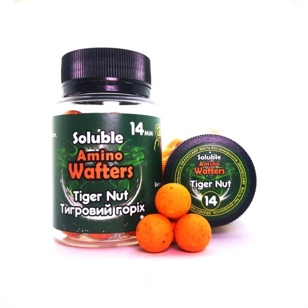 Бойлы растворимые плавающие Grandcarp Soluble Amino Wafters Tiger Nut Тигровый орех 14 мм 30 шт. (WBS028) - Фото 1 Бойлы растворимые плавающие Grandcarp Soluble Amino Wafters Tiger Nut Тигровый орех 14 мм 30 шт. (WBS028) - изображение 1